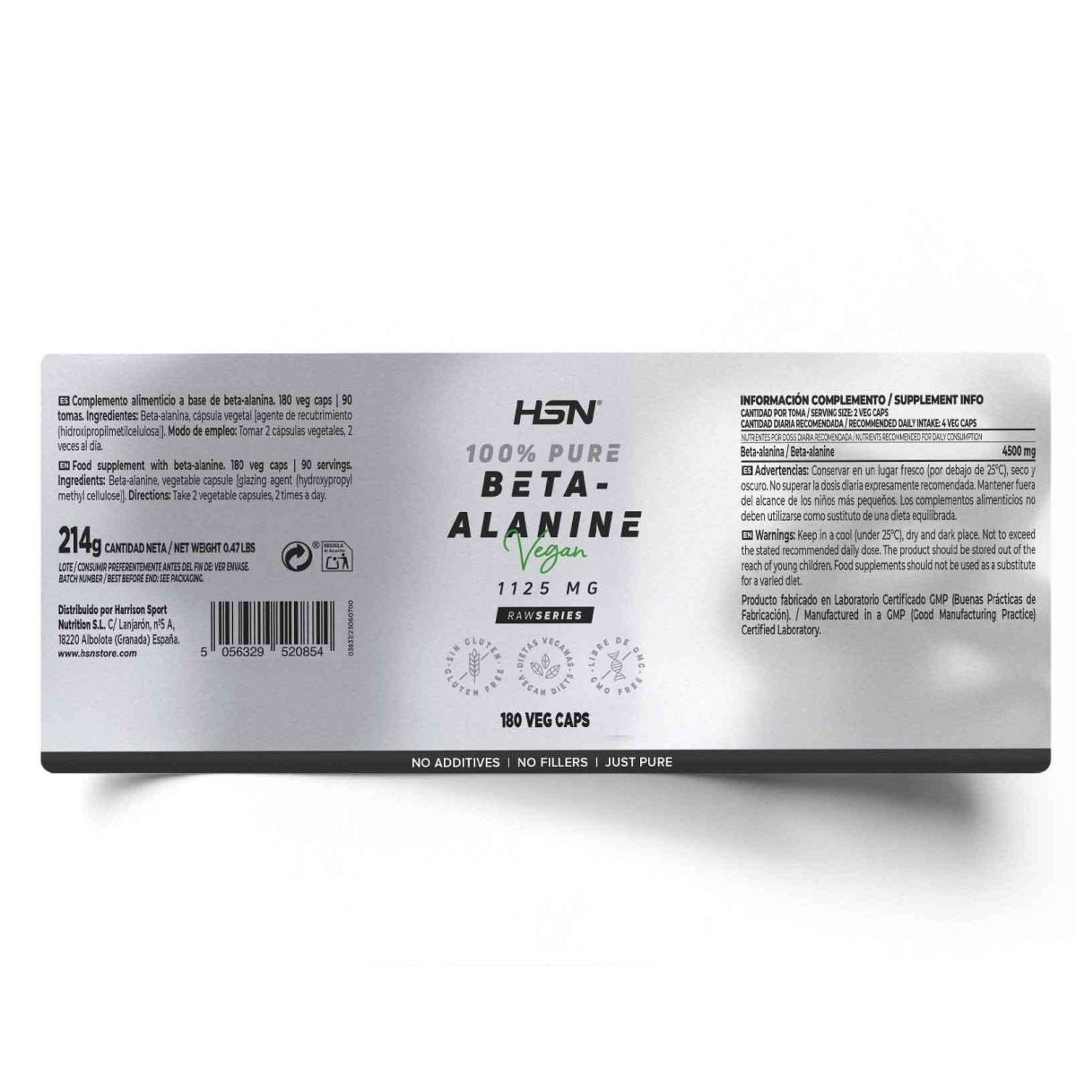 Beta - Alanina 1125mg HSN 180 Cápsulas Ultimate Gains HSN