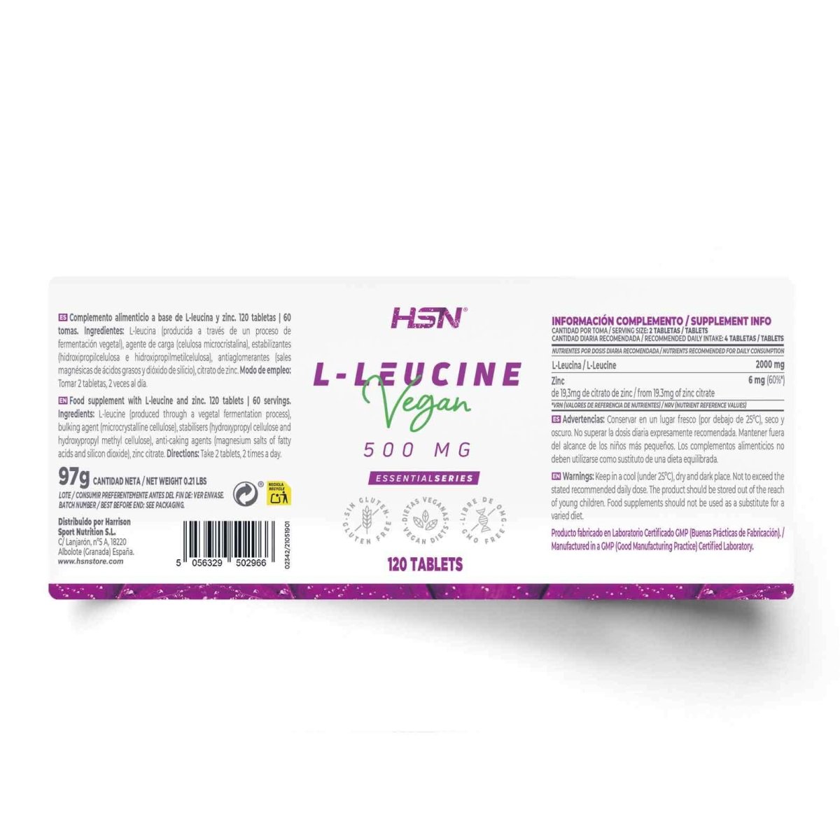 L - Leucina 500mg HSN 120 Cápsulas Ultimate Gains HSN