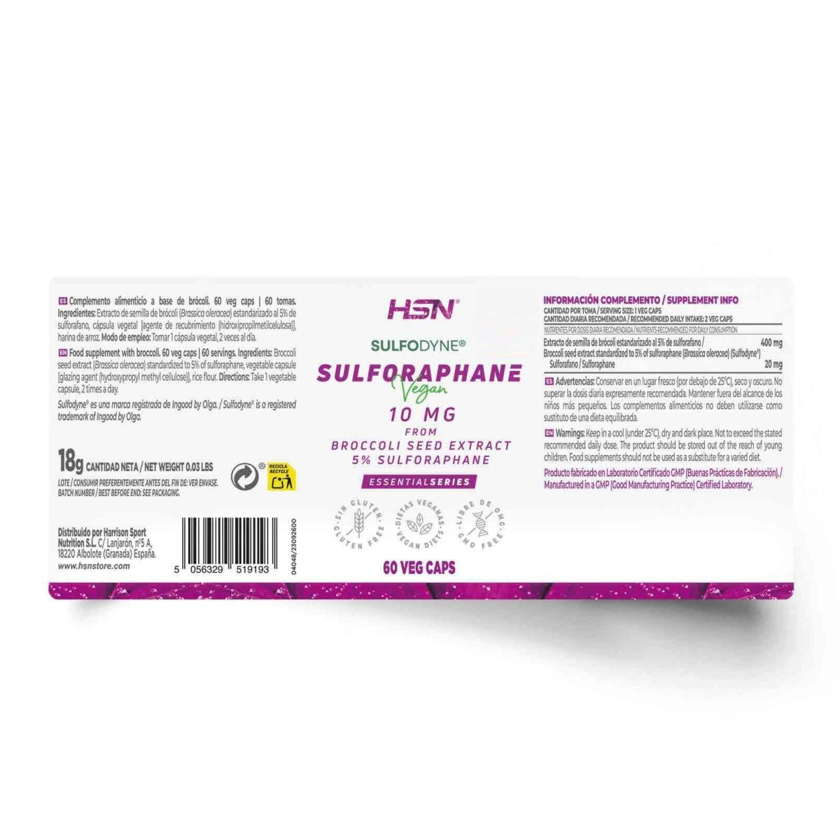 Sulforafano de Brocoli 10mg (200mg Sulfodyne) HSN 60 Cápsulas Ultimate Gains HSN