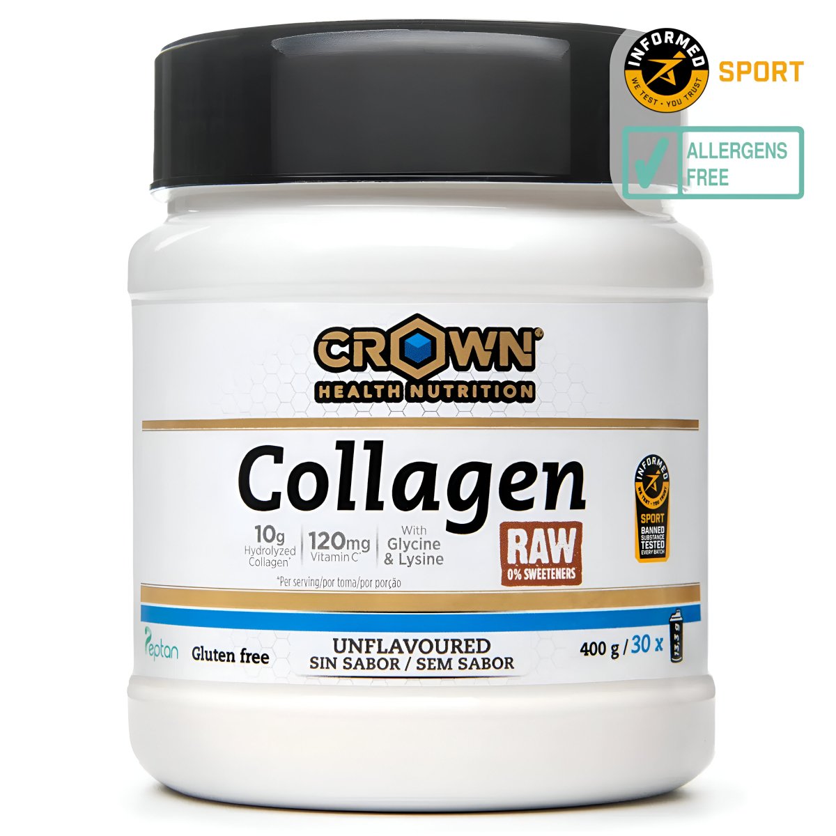COLÁGENO EN POLVO CROWN SPORT NUTRITION COLLAGEN RAW 400G - Ultimate Gains