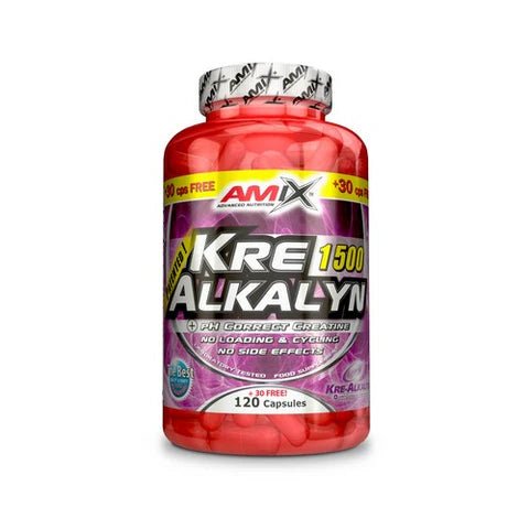 Creatina Kre - Alkalyn Amix 120 Cápsulas + 30 Gratis Ultimate Gains Amix