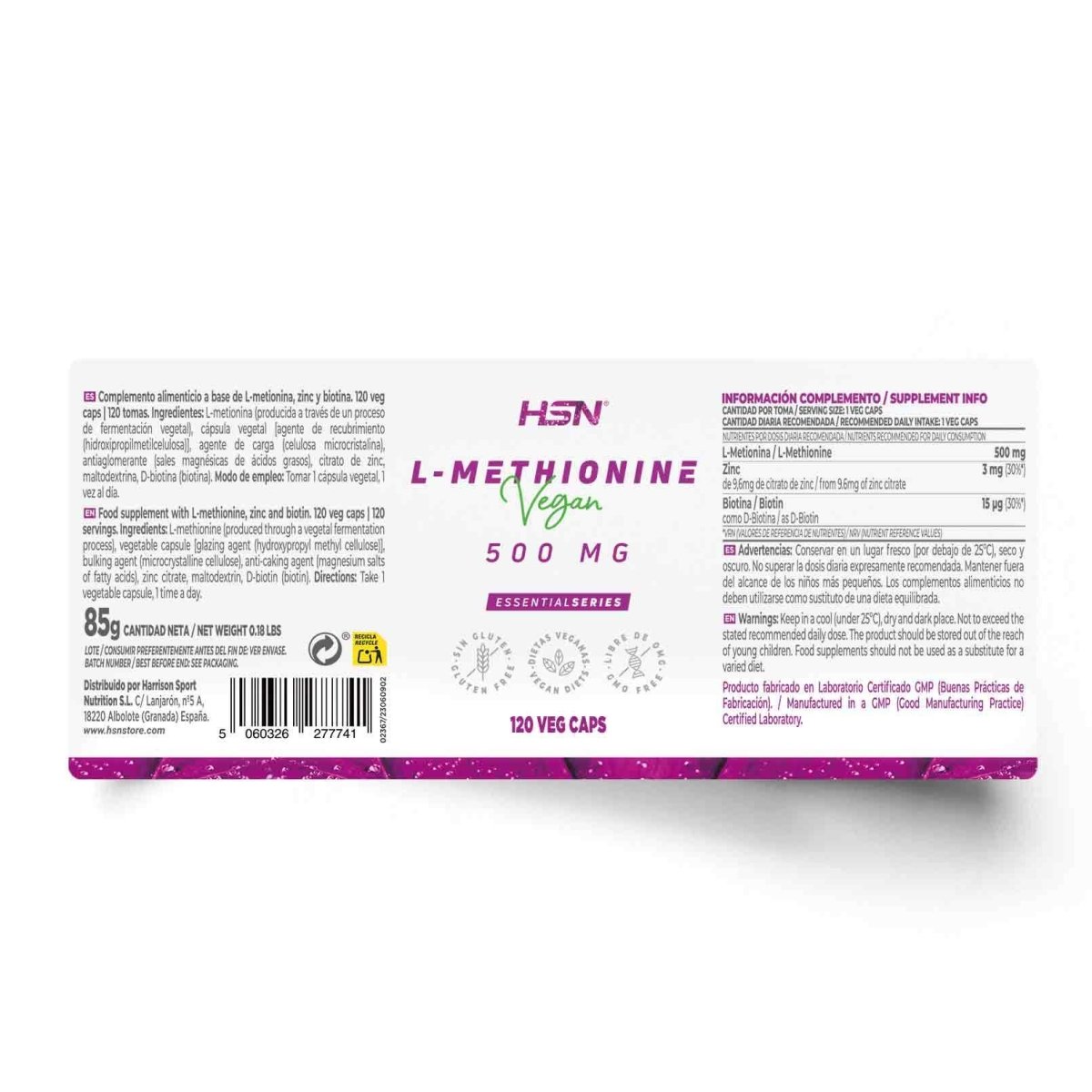 L - Metionina 500mg HSN 120 Cápsulas Ultimate Gains HSN