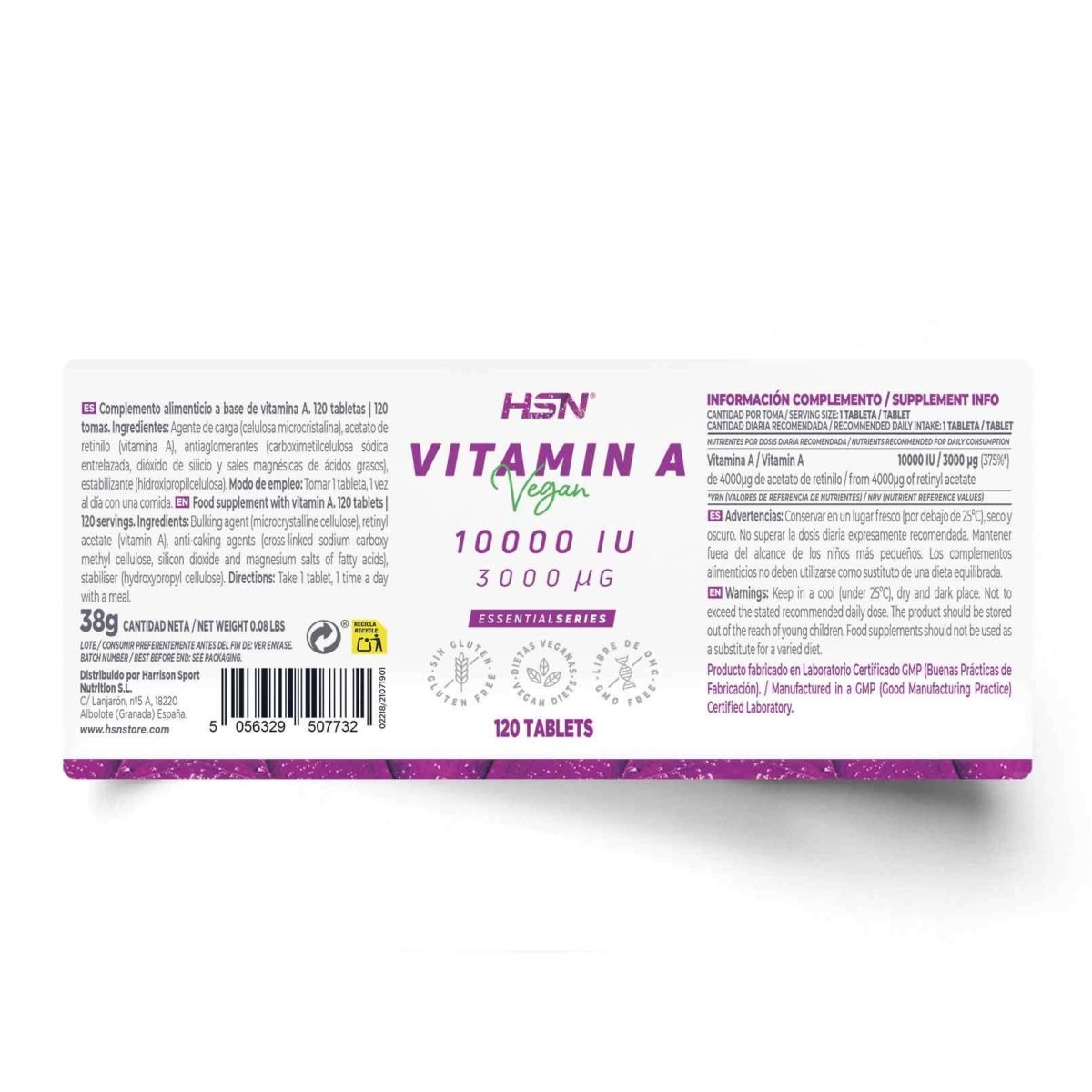 Vitamina A 10000UI HSN 120 Cápsulas Ultimate Gains HSN