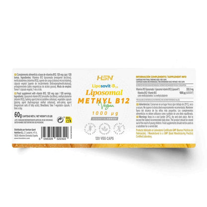 Vitamina B12 1000mcg (Metilcobalamina) Liposomada (Liposovit®) HSN 120 Cápsulas Ultimate Gains HSN